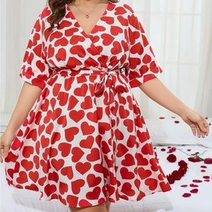 Red white heart dress